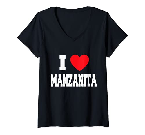 Mujer I Love Manzanita Camiseta Cuello V