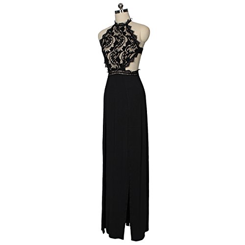 Mujer Vestidos De Fiesta Largos De Noche Elegantes Transparentes Ropa Dama Moderno Encaje Splicing Sin Mangas Sin Espalda Talle Alto con Aberturas Vestido Largo Vestidos Coctel