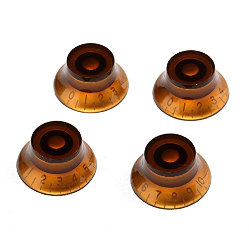 Musiclily Métrica 6mm Forma de Sombrero Perillas Botones de Potenciómetros para Guitarra Estilo Single Cut, Ámbar (4 Piezas)