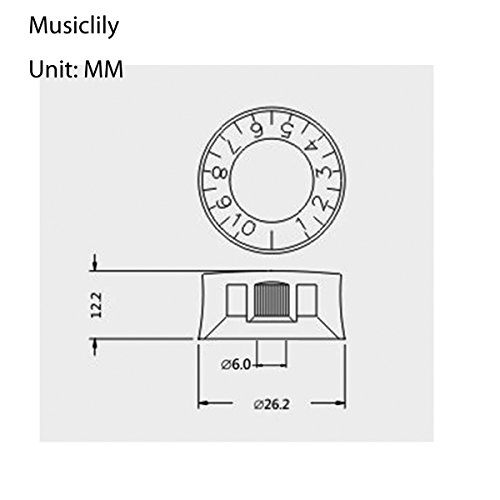 Musiclily Métrica 6mm Perillas de velocidad Botones de Potenciómetros para Guitarra Estilo Single Cut, Negro(4 Piezas)