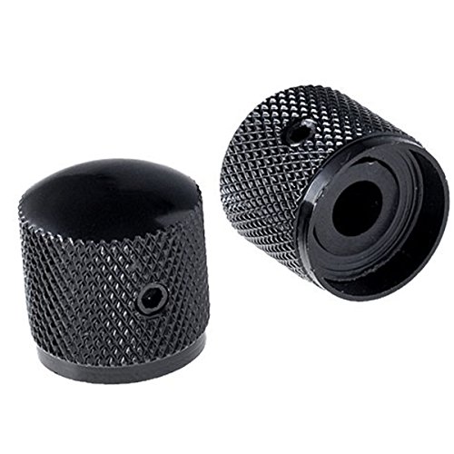 Musiclily Métrico Metal Botones de Potenciometros Dome Knobs para Guitarra Eléctrica Telecaster/Bajo, Negro(4 piezas)