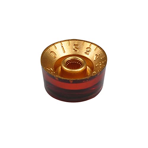 Musiclily Pro B-Stock Imperial Pulgadas Tamaño Abalone Circle Top Botones de Potenciómetro Speed Knobs Perillas para USA Guitarra Eléctrica Les Paul Style, Ámbar (Juego de 4)