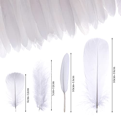 MWOOT 400 Piezas Plumas Artesanales Blancas, Plumas Ganso para Atrapasueños Bricolaje, Disfraz Halloween, Pendiente Hecho Mano, Fiesta Bodas, Decoración Actividades Hogar Pascua, Pluma Natural 7-15 CM