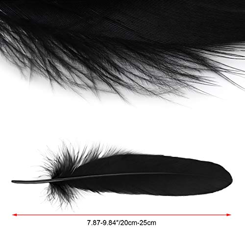 Mwoot Plumas de Ganso, 50pcs Natural Plumas para Manualidades Decoración para Disfraces Hats, Hogar Bricolaje, Ropa Casa Fiesta (accesorio de disfraz)-Negro