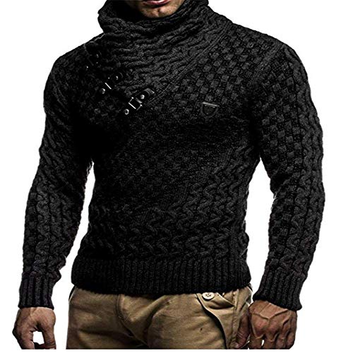 M.YAN Suéter Suéter De Hombre Invierno Manga Larga Suéter Casual Jersey De Punto Caliente Sudaderas De Moda Masculina Suéter Cuello Alto D S