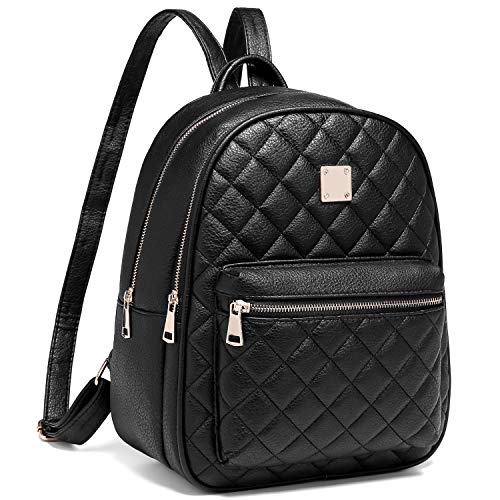 Myhozee Mochila Mujer Bolsos Cuero de PU Tipo Casual Bolsa de Mano Mochilas Impermeable de Viaje Escolar para Mujeres Señoras -Negro