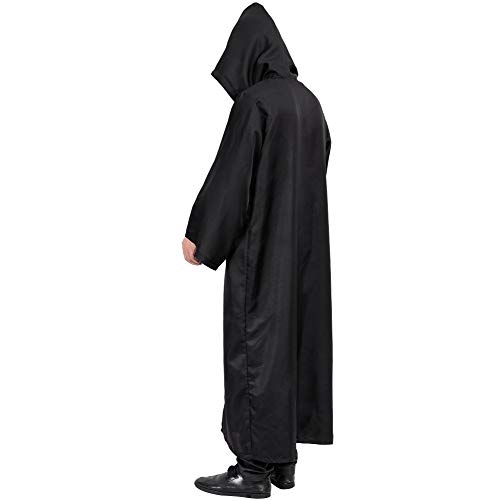 Myir JUN Capa con Capucha de Halloween para Hombre, Disfraz de Caballero para Adulto Carnaval Medieval Traje Ropa Cosplay (XL, Negro)