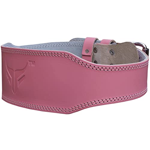 Mytra Fusion 4 inch Leather Power lifting and Weight Lifting Belt (Small, Pink)