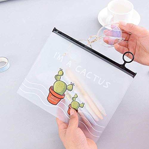 N-K Bonito estuche transparente esmerilado para lápices de cactus, neceser para maquillaje, diseño bonito