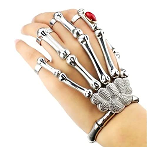 NA Pulsera Deathbringer, Esqueleto De Calavera De Mano Gótica, Esqueleto De Esqueleto De Esqueleto De Metal con Hueso De Mano Punk para Hombres Y Mujeres Halloween C+D/C+D