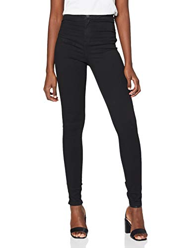 NAME IT Nmella Super HW Jeans Gu304 Noos Vaqueros Slim, Negro (Black), L para Mujer