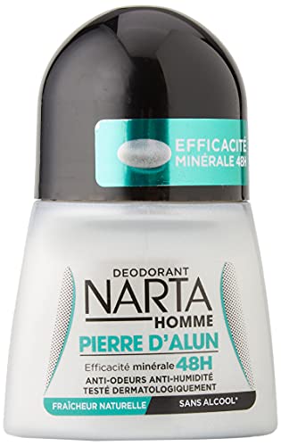 Narta – Desodorante de bola para hombre con piedra de alumbre – Eficiencia 48 h – 50 ml