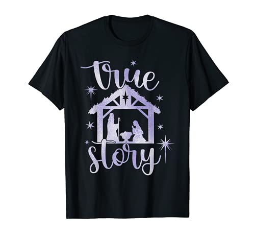 Natividad de Navidad religiosa de True Story Purple Ombre Camiseta