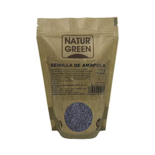 NaturGreen - Semillas de Amapola, Amapola Azul, Semilla Natural, Omega-3 y Omega-6, Vitaminas B, E y C, 100% Ecológico - 175g