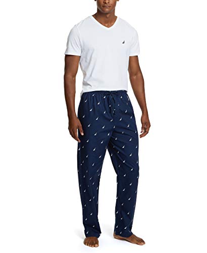 Nautica Pantalón de pijama de algodón 100% elástico para hombre - azul - Medium