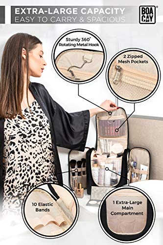 Neceser De Viaje Colgante Extragrande para Mujeres/Hombres, Bolsa de Higiene, Kit Organizador para el Baño y la Ducha con Bandas Elásticas para Artículos de Tocador, Cosméticos, Maquillaje y Pinceles