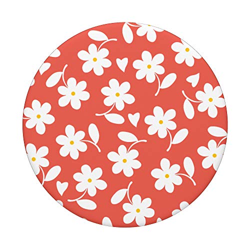 Nectarine - Flores de margaritas blancas con forma de corazón PopSockets PopGrip Intercambiable