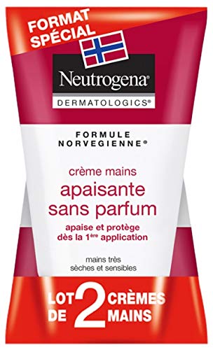 Neutrogena - Crema para manos calmante sin perfume, tubo de 50 ml x 2