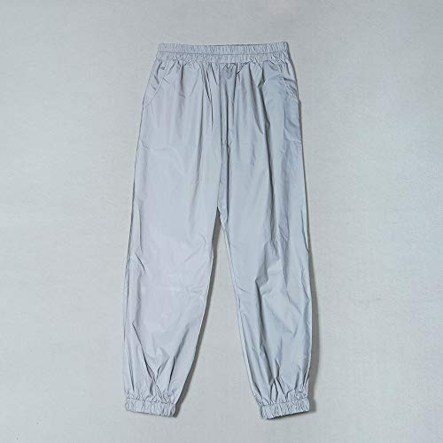 NewL Pantalones Reflectantes para Mujer Marca Casual Harajuku Night Sporting Jogger Pantalones Gris (S)