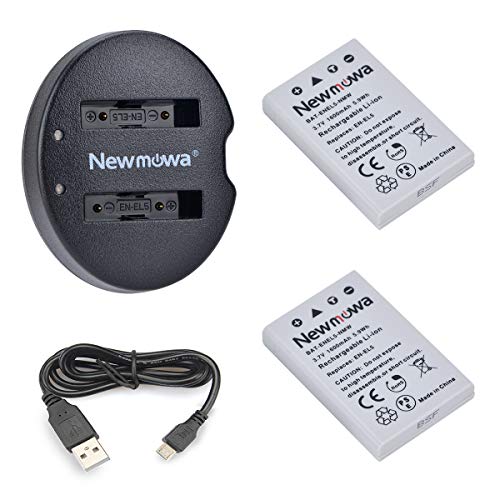 Newmowa EN-EL5 Batería de Repuesto (2-Pack) y Kit de Cargador Doble para Micro USB portátil para Nikon EN-EL5, Nikon Coolpix P530, P520, P510, P100, P500, P5100, P5000, P6000, P90, P80