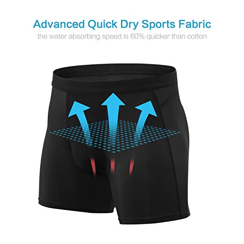 Niksa Bóxer para Hombre(Pack de 3) Calzoncillos Bóxers, Calzoncillos Deportivos para Hombre Ropa Interior Funcional Pantalones Cortos de Ciclismo Shorts de compresión Negro 2XL