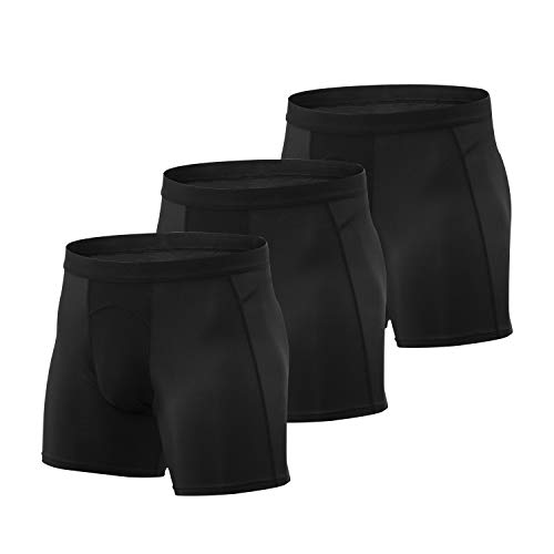 Niksa Bóxer para Hombre(Pack de 3) Calzoncillos Bóxers, Calzoncillos Deportivos para Hombre Ropa Interior Funcional Pantalones Cortos de Ciclismo Shorts de compresión Negro 2XL