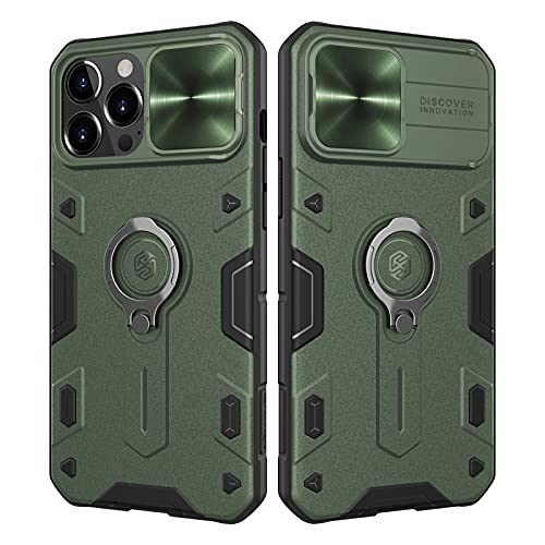 Nillkin CamShield Armor Funda para iPhone 13 Pro MAX, Carcasa para Teléfono con Protección para cámara y Soporte para Anillo, iPhone 13 Pro MAX Case Anticaídas y a Prueba de Golpes - Verde