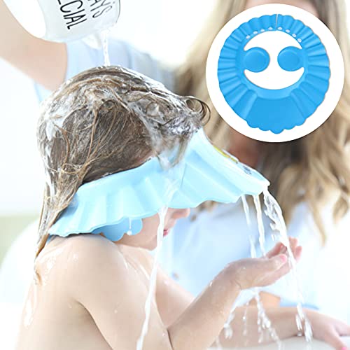 Niños Ducha Lavarse El Pelo Sombrero Gorro Suave Para Lavar El Cabello Para Niños Gorro De Ducha Niños Protección Del Champú Gorro De Champú Baño Ajustable Para Champú Corte De Pelo Visera (Azul)