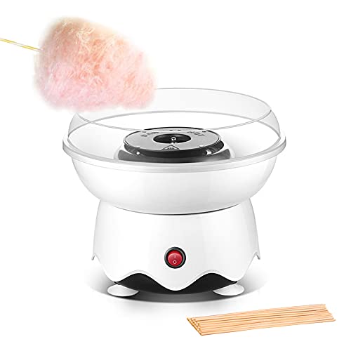 Niños Máquina para Hacer Algodón de Azúcar, Máquina de Azúcar Cotton Candy, 400W Casa Máquina de Seda de Azúcar Trae 20 Palos de Bambú Para Reuniones Familiares y Fiestas de Cumpleaños (Blanco)