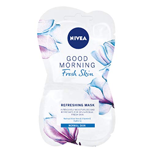 NIVEA Mascarilla Facial Refrescante Buenos Días Piel Fresca (2 x 7,5 ml), máscara facial para piel normal y mixta, mascarilla con aloe vera y vitamina E