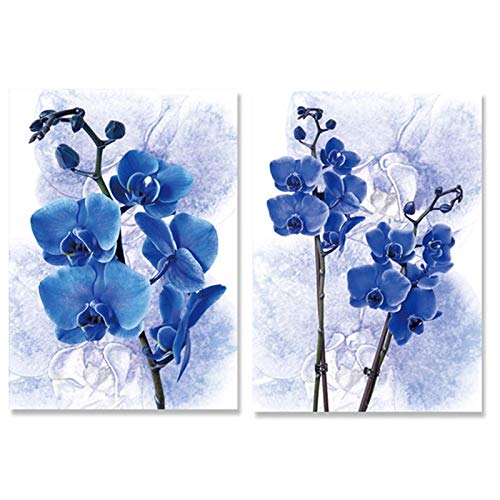 Nordic Violet Canvas Paintings Blue Flowers Plant Posters and Prints Decoración del hogar Cuadros de pared para la decoración de la sala de estar 45x60cmx2pcs Sin marco