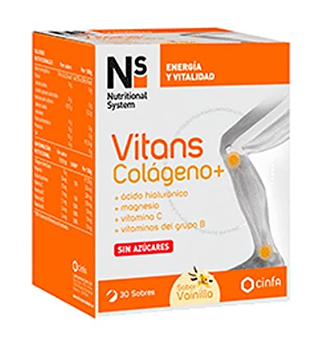 N+S VITANS COLAGENO+ VAINILLA 30 SOBRES PARA2, blanco