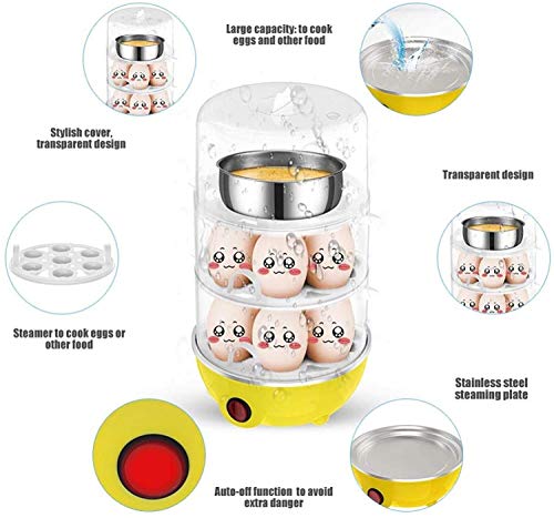 NYZABDL Hervidor de Huevos Vaporizador de Huevos, 350 W Multifuncional Ttriple-Layer Huevos eléctricos Caldera Cocina Vapor Enchufe Chino 220 V (Azul) (Color : Yellow)