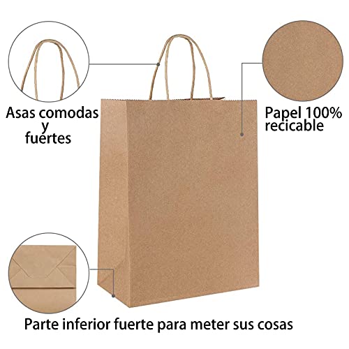 Oceano Bolsa de papel kraft,,Bolsas de Papel con Asas de Colores,Bolsa de Regalo Kraft con Asa,Bolsas de Fiesta de Regalo con Asas,Bolsas Papel Regalo 25UD (32x41x12, BLANCO)