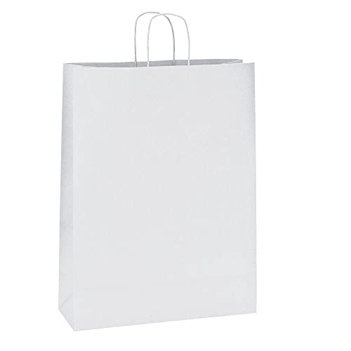 Oceano Bolsa de papel kraft,,Bolsas de Papel con Asas de Colores,Bolsa de Regalo Kraft con Asa,Bolsas de Fiesta de Regalo con Asas,Bolsas Papel Regalo 25UD (32x41x12, BLANCO)