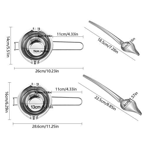 Olla de Derretir de Acero Inoxidable,Tianher 2 Pcs DIY Cuchara de Chocolate y 2 Pcs Baño María con asa Resistente al Calor Se Utiliza para Derretir Chocolate Mantequilla Caramelo Cera(400ml + 600ml)