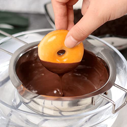 Olla de Derretir de Acero Inoxidable,Tianher 2 Pcs DIY Cuchara de Chocolate y 2 Pcs Baño María con asa Resistente al Calor Se Utiliza para Derretir Chocolate Mantequilla Caramelo Cera(400ml + 600ml)