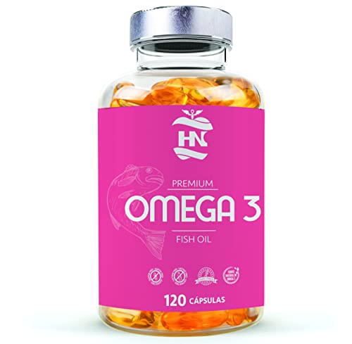 Omega 3 capsulas 1000mg - Fuente Ácidos Grasos de Aceite de Pescado – 400 mg DHA, 800 mg EPA y vitamina E – Para mantener el sistema cardiovascular y arterial saludable – 120 softgel (1 Bote)