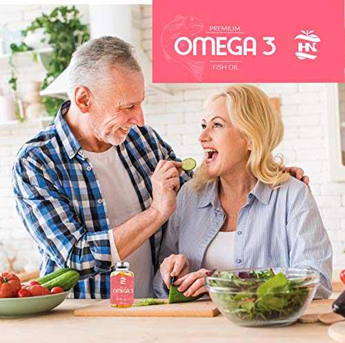 Omega 3 capsulas 1000mg - Fuente Ácidos Grasos de Aceite de Pescado – 400 mg DHA, 800 mg EPA y vitamina E – Para mantener el sistema cardiovascular y arterial saludable – 120 softgel (1 Bote)