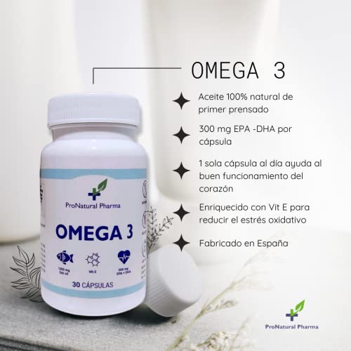 Omega 3 ProNatural Pharma + Vitamina E, 30 cápsulas blandas 1000 mg. Aceite de pescado