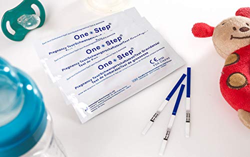 One Step - 50 Pruebas de Embarazo 10 mIU/ml Formato 2,5 mm y 10 Bolsas de Recogida de Muestra Higiénicas