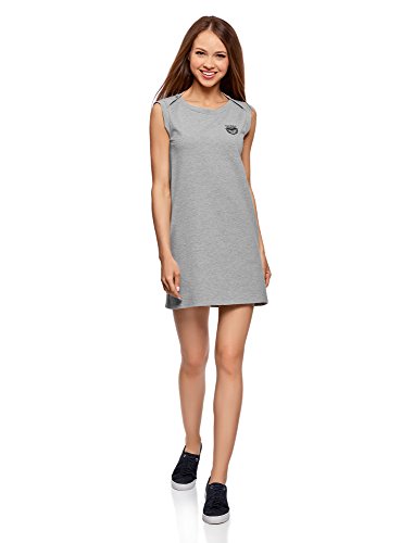 oodji Ultra Mujer Vestido Recto de Tejido Piqué, Gris, ES 36 / XS