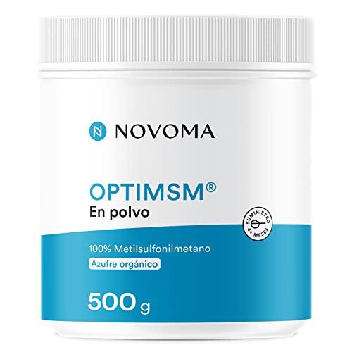 OptiMSM en Polvo 500 g | Alta Dosis de Azufre Orgánico | MSM 99,9% Puro y Sin Aditivos | Antiinflamatorio Muscular | Cuchara Dosificadora Incluida | Envasado en Francia | Nutrivita