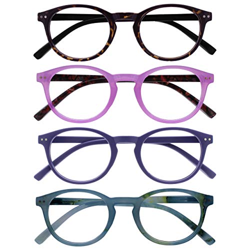 Opulize Zen Pack 4 Gafas De Lectura Oscuro Marrón Rosa Púrpura Turquoise Pequeño Hombres Mujeres RRRR24-245Q +3,50