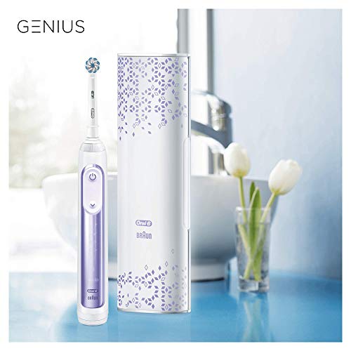 Oral-B Genius Cepillo de Dientes Eléctrico con Mango Recargable, Tecnología Braun, 2 Cabezales de Recambio, 6 Modos de Limpieza y Funda de Viaje, 10000N - Azul