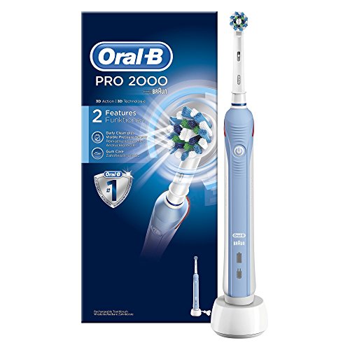 Oral-B Pro 2000 - Cepillo de dientes eléctrico recargable, mango, 2 modos incluyendo cuidado de las encías y cabezal de cepillo de dientes, tecnología Braun