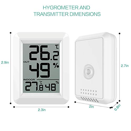 Oria Digital Termómetro Higrómetro Interiores y Exteriors, Medidor de Humedad Temperatura con Sensor, Gran Pantalla LCD, Interruptor ℃/℉, Perfecto para Habitación del Bebé, Oficina, etc