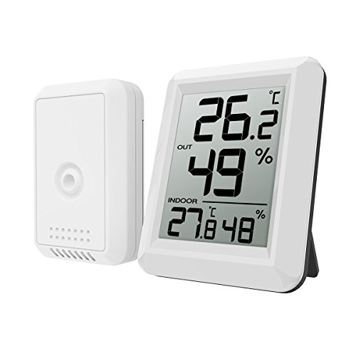 Oria Digital Termómetro Higrómetro Interiores y Exteriors, Medidor de Humedad Temperatura con Sensor, Gran Pantalla LCD, Interruptor ℃/℉, Perfecto para Habitación del Bebé, Oficina, etc