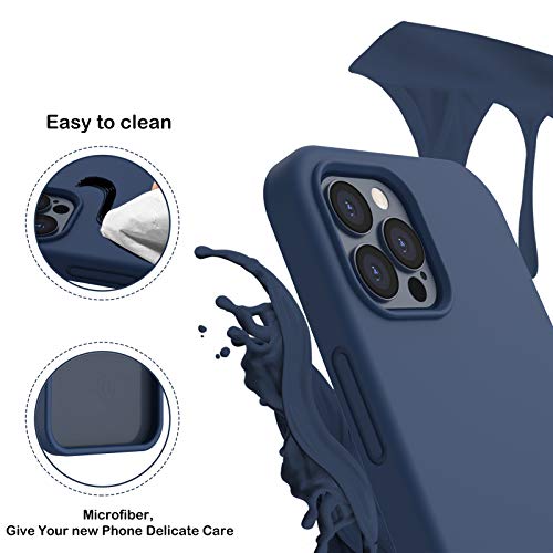 ORNARTO Funda para iPhone 12 Pro MAX 6,7” de Silicona Líquida Reforzada, Protección de Cuerpo Completo de Goma Antichoque Bumper de Protección Case para iPhone 12 Pro MAX(2020) 6,7 Azul Marino