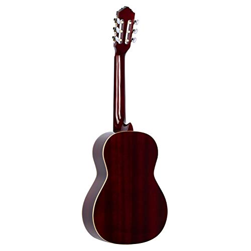 Ortega R121-3/4WR - Guitarra clásica, abeto y caoba, tamaño 3/4, color rojo